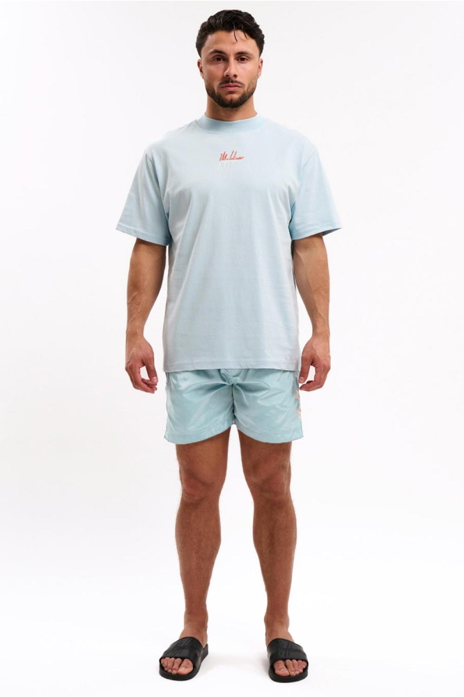 MEN SPLIT SWIM SHORTS MM1 HS25 21 828 LIGHT BLUE/CORAL